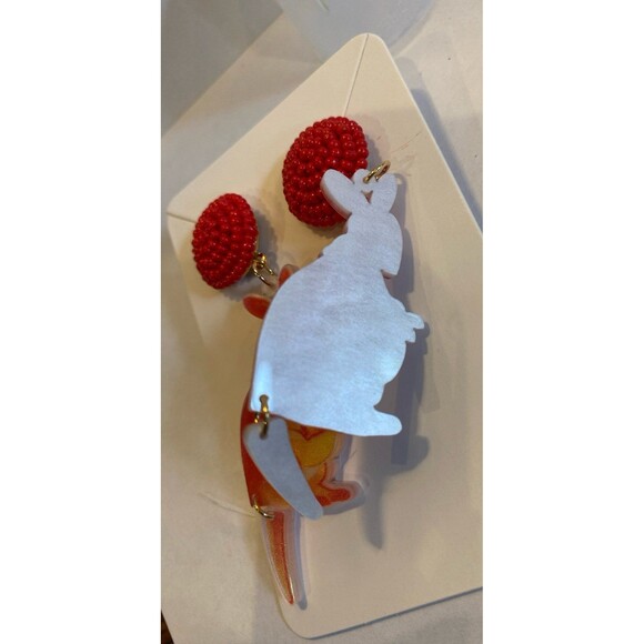 Earrings Kangaroo & Joey Stud Orange Moving Tail Whimsical Statement Unique - Picture 7 of 7